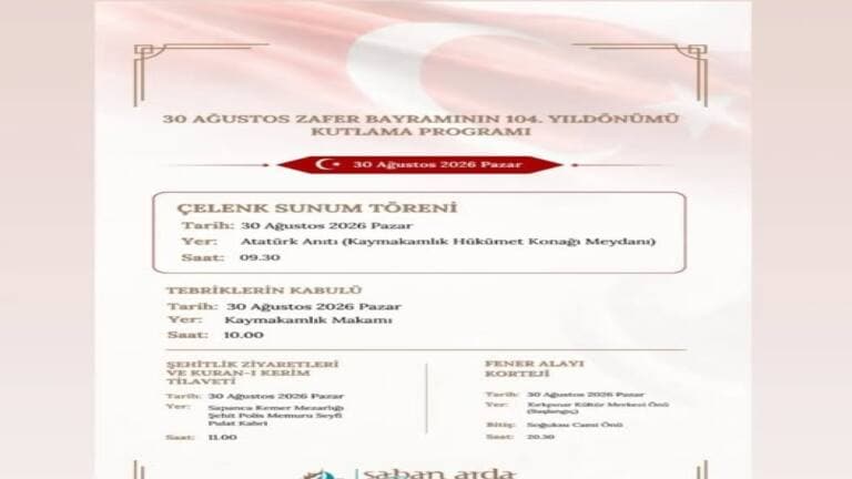30 Ağustos Zafer Bayramı 104. Yıldönümü Kutlanıyor