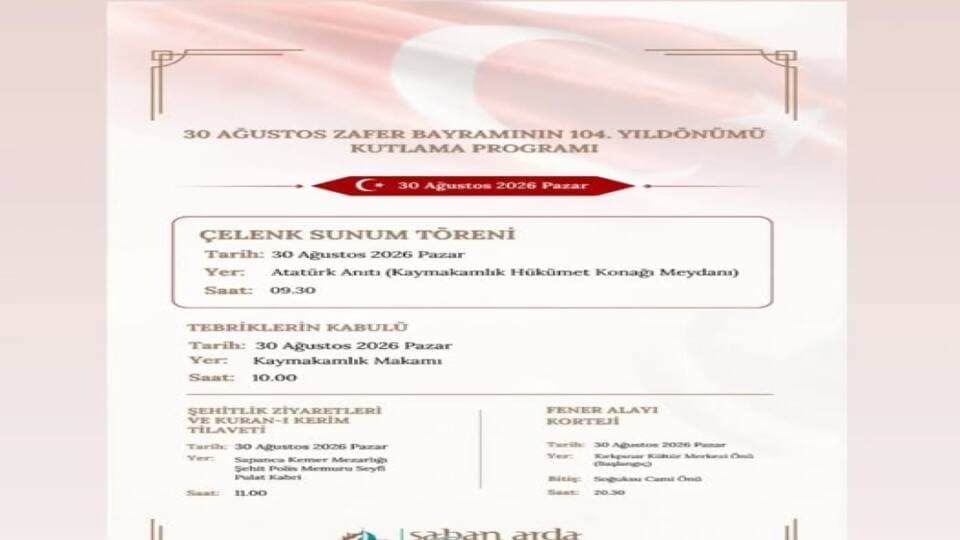 30 Ağustos Zafer Bayramı 104. Yıldönümü Kutlanıyor