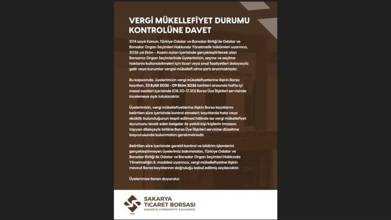 Borsa Üyeleri Vergi Mükellefiyetlerini Kontrol Etmeye Davet Edildi