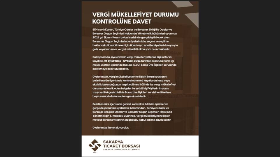 Borsa Üyeleri Vergi Mükellefiyetlerini Kontrol Etmeye Davet Edildi