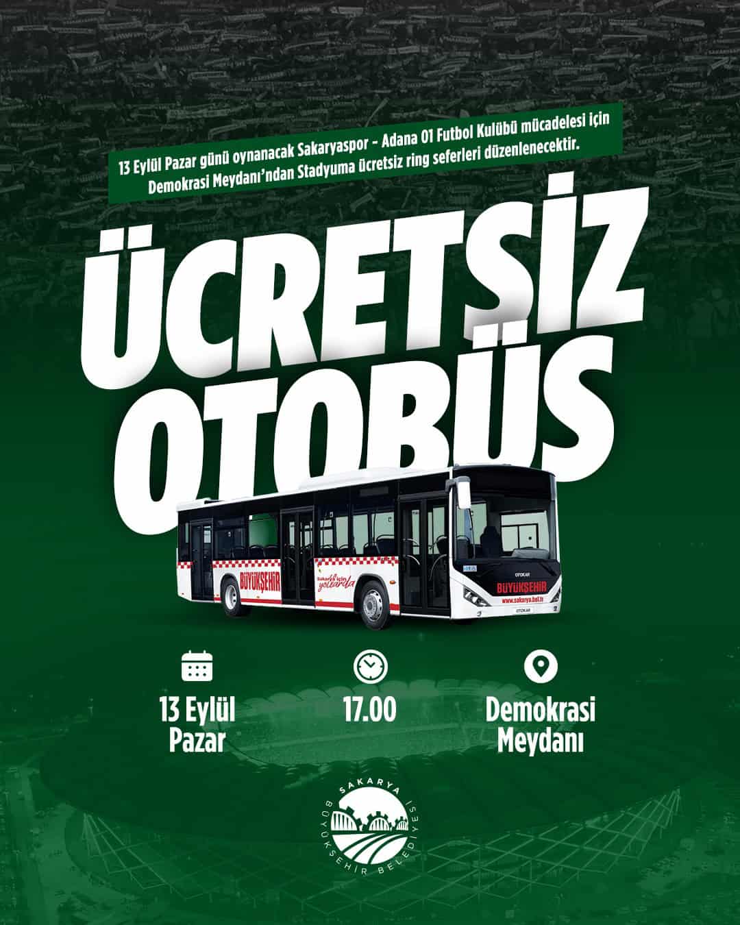 Büyükşehir’den Sakaryaspor maçına ücretsiz ring seferi