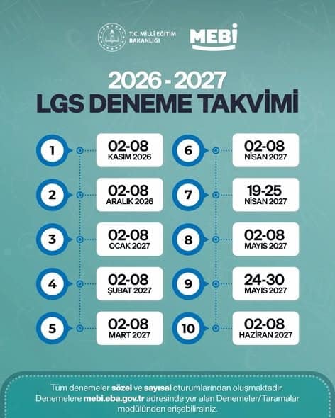 MEB 2026-2027 YKS ve LGS Deneme Takvimi Açıklandı
