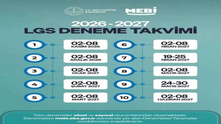 MEB 2026-2027 YKS ve LGS Deneme Takvimi Açıklandı