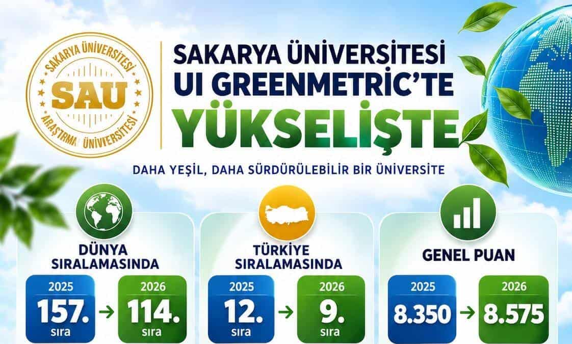 Sakarya Üniversitesi GreenMetric Dünya Sıralamasında Yükseldi