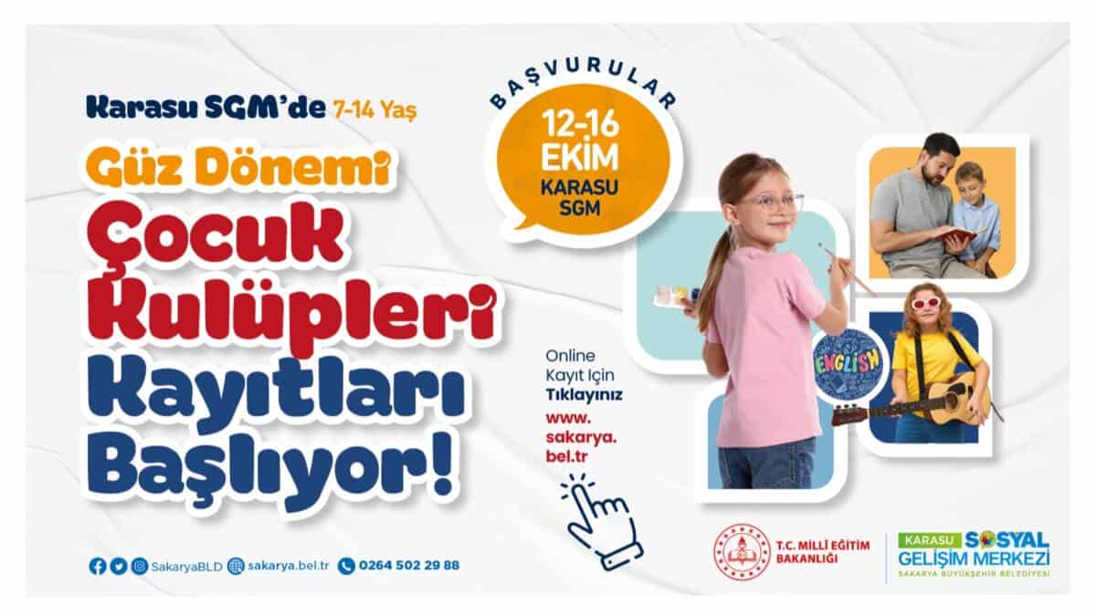 Karasu Sosyal Gelişim Merkezi’nde Çocuk Kulüpleri Kayıtları Başladı