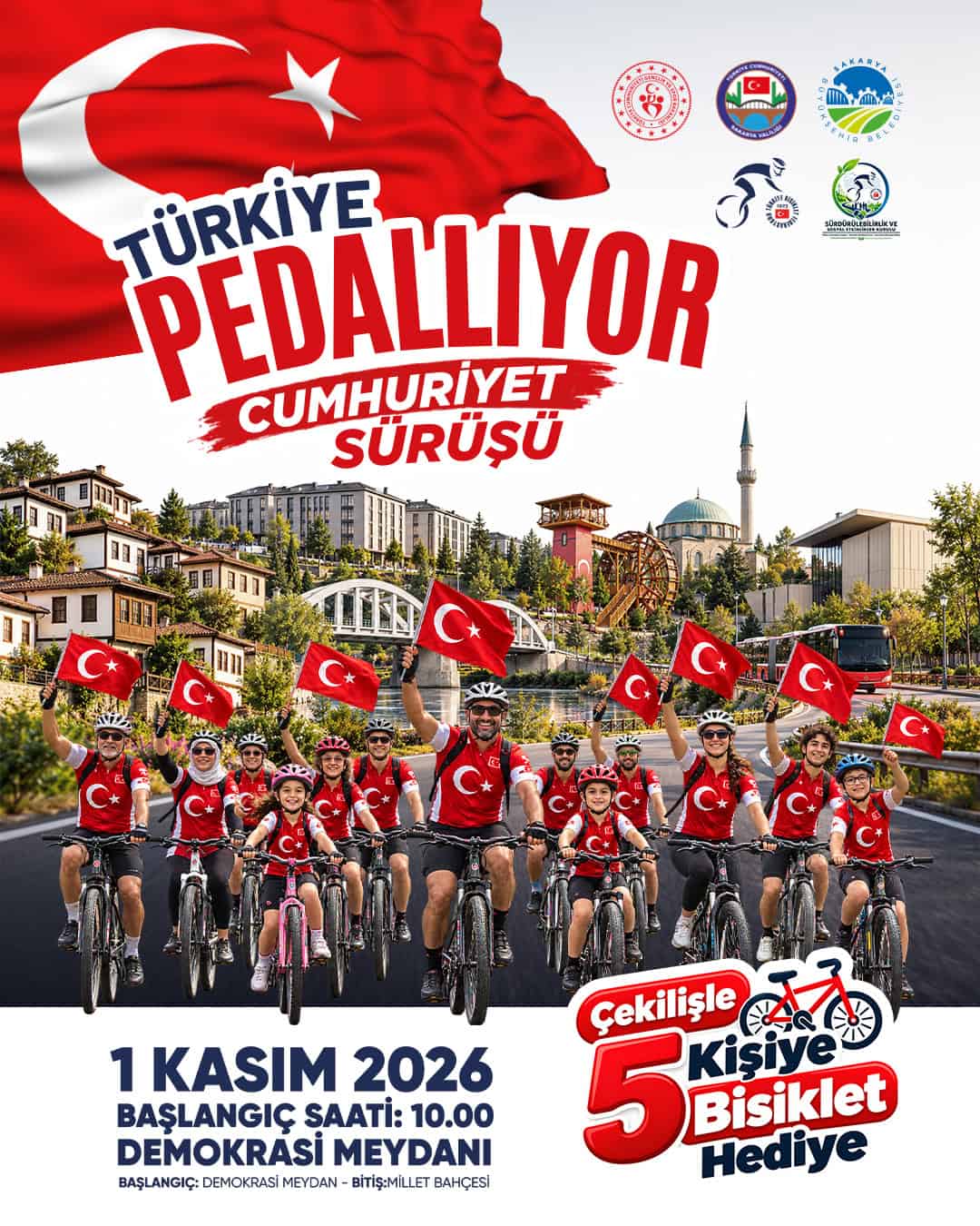Sakarya’da Cumhuriyet için toplu bisiklet sürüşü düzenlenecek